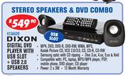 Dixon Digital DVD Player With USB Slot + USB 2.0 Speakers K13AU20