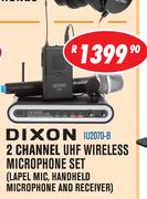 Dixon 2 Channel UHF wireless Microphone Set IU2070-B