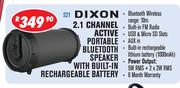 Dixon 2.1 Channel Active Portable Bluetooth Speaker With Built In Rechargeable Battery S21