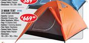 Grizzly 3 Man Dome Tent With Roomy Entryway 101403