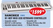 Sanchez 61 Key Midi USB Keyboard Controller 61MIDI