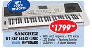 Sanchez 61 Key Electronic Keyboard With Touch Response ARK2176