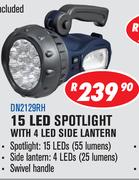 Dixon Rechargeable Super Bright 15W LED Spotlight With 4 LED Side Lantern DN2129RH
