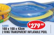 2 Ring Transparent Inflatable Pool 160x160x43Cm SL62021