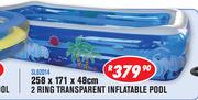 2 Ring Transparent Inflatable Pool 258x171x48Cm SL62014