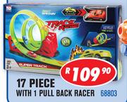 Track Racing 17 Piece With 1 Pull Back Racer 68803