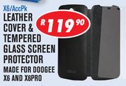 Doogee Leather Cover & Tempered Glass Screen Protector X6/AccPk