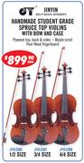 Jinyin 3/4 Size Handmade Student Grade Spruce top Violins With Bow And Case (JYVLE901)-Each