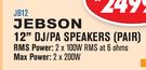 Jebson 12” DJ/PA Speakers (Pair) JB12