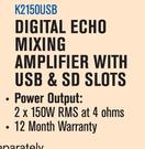 Dixon Digital Echo Mixing Amplifier With USB & SD Slots (K2150USB)