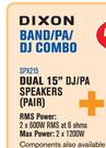 Dixon Dual 15” DJ/PA Speakers (Pair) SPX215
