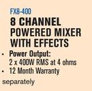 Dixon 8 Channel Powered Mixer With Effects FX8-400
