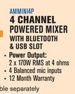 Dixon 4 Channel Powered Mixer bluetooth & USB Slot AMMINI4P