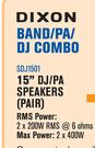 Dixon 15” DJ/PA Speaker (Pair)