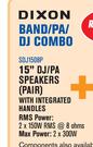 Dixon 15” DJ/PA Speakers (Pair) With Integrated Handles SDJ1508P