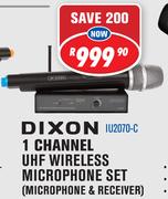 Dixon 1 Channel UHF Wireless Microphone Set (Microphone & Receiver) IU2070-C