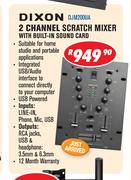 Dixon 2 Channel Scratch Mixer With Built-In Sound Card