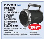 Dixon Bass Nuke 2.1 Channel Active Portable Bluetooth Speaker With Built-In Rechargeable Battery USB