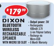 Dixon Bluetooth Wireless Rechargeable Speaker With Micro SD Slot A10