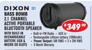 Dixon Bass Bomb 2.1 Channel Active Portable Bluetooth Speaker S21 
