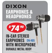Dixon In Ear Stereo Earphones With Microphone Durable Metal Body DN-K85