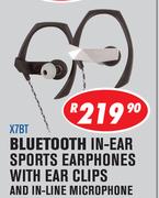 Dixon Bluetooth In Ear Sports Earphones With ear Clips & In Line Microphone X7BT