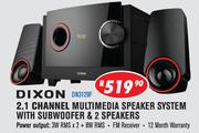 Dixon 2.1 Channel Multimedia Speaker System With Subwoofer & 2 Speakers DN3129F