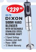 Dixon 500W Hand Blender With Detachable Stainless Steel Blending Shaft HB-718