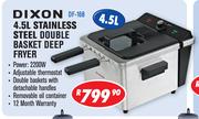 Dixon 4.5Ltr Stainless Steel Double Basket Deep Fryer DF-168
