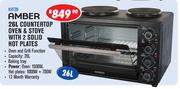 Amber 26Ltr Countertop Oven & Stove With 2 Solid Hot Plates KHT28