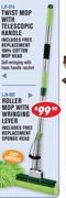 Roller Mop With Wringing Lever LJA-002 Includes Free Replacement Sponge Head