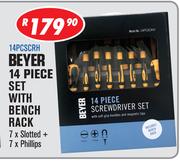 Beyer 14 Piece Screwdriver Sets With Magnetic Tips With Bench Rack 14PCSCRH
