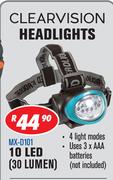 Clearvision Headlights 10 LED 30 Lumen MX-D101