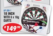 Dartboards 18 Inch With 6 x 18g Darts AP-304-1