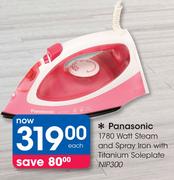 Panasonic 1780 Watt Steam & Spray Iron With Titanium Soleplate NIP300