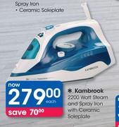 Kambrook 2200 Watt Steam And Spray Iron With Ceramic Soleplate-Each