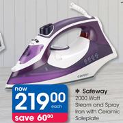 Safeway 2000 Watt Steam And Spray Iron With Ceramic Soleplate-Each