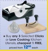 Clicks Or Love Cooking Kitchen Utensils-Each