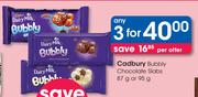 Cadbury Bubbly Chocolate Slabs-3 x 87g Or 95g