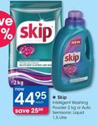 Skip Intelligent Washing Powder 2Kg Or Auto Semisonic Liquid 1.5Ltr-Each