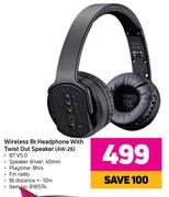 Aiwa Wireless BT Headphone With Twist Out Speaker AW-26
