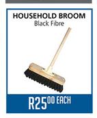 Household Broom Black Fibre Each