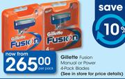 Gillette Fusion Manual Or Power 4 Pack Blades-Per Pack