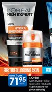 L'Oreal Men Hydra Facial Skin Care Products-Each