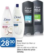 Dove Body Wash For Men Or Women-250/400/500ml Each