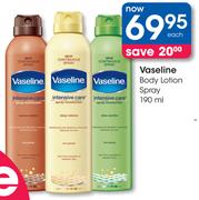 Vaseline Body Lotion Spray-190ml Each