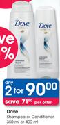 Dove Shampoo Or Conditioner-2x350/400ml
