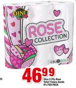 Dinu 2 Ply Rose Toilet Tissue Assorted-9's Per Pack