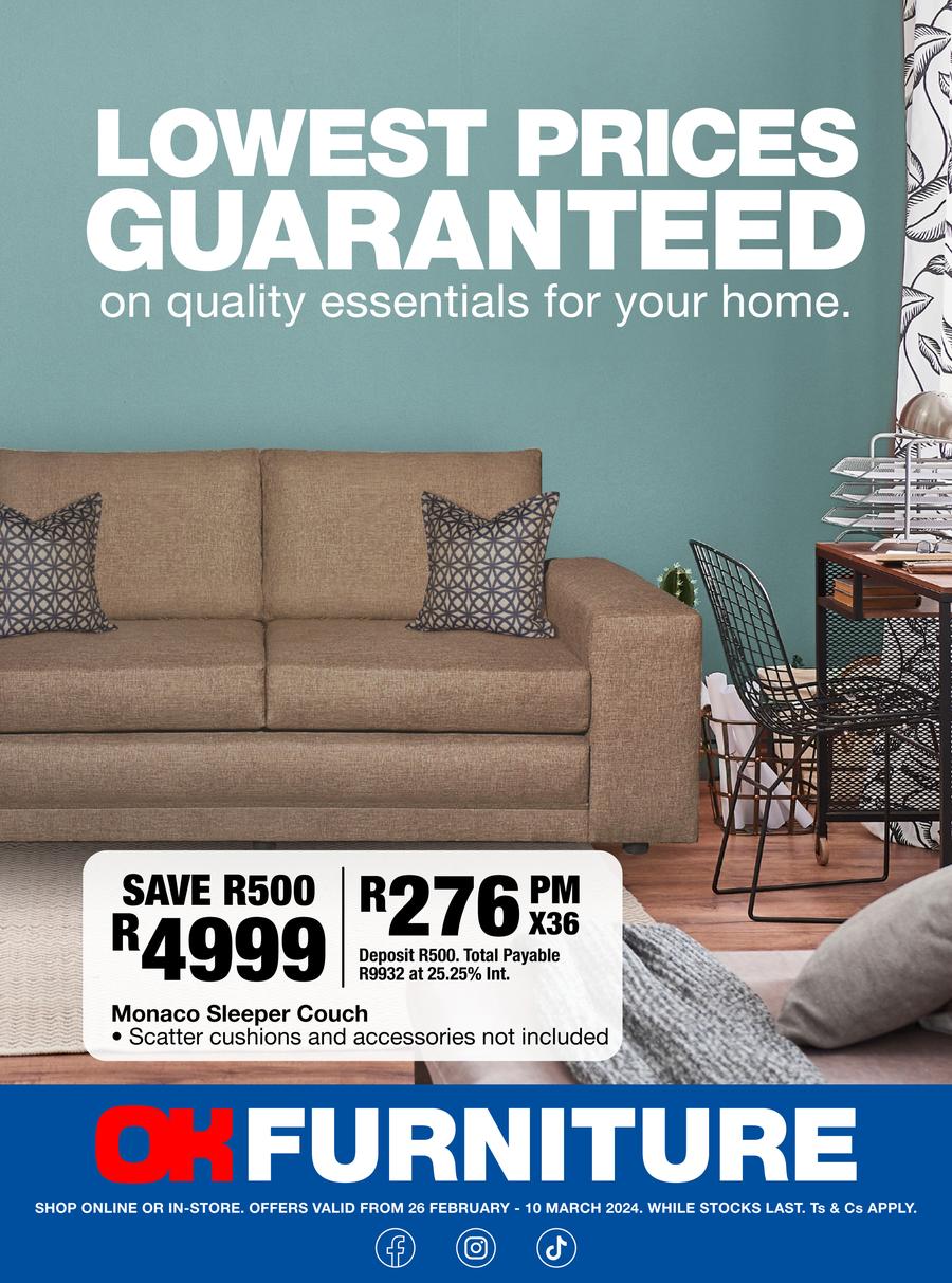 OK Furniture Lowest Prices Guaranteed 28 February 10 March