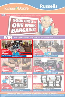Joshua Doore & Russels : Your Uncle's One Week Bargains (11 May - 19 May 2015), page 1